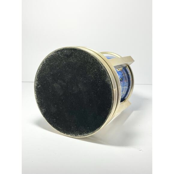 Alexander Kalifano 3-Timepieces Thermometer Rotating Gemstone Brass Globe 8.75” - Picture 6 of 9